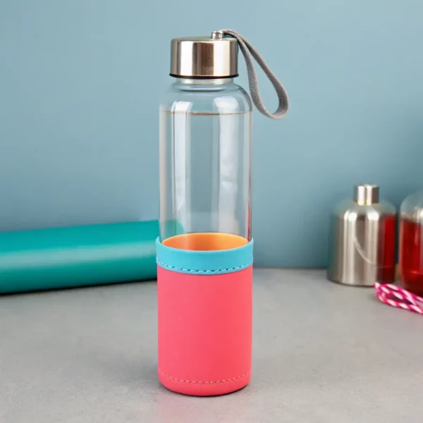 Glass Water Bottle with Silicone Sleeve