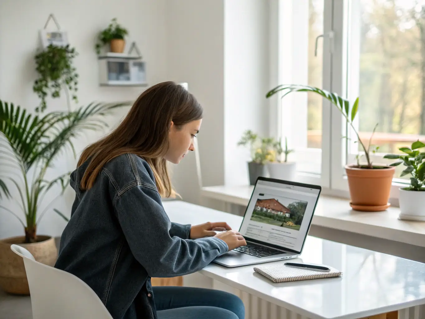 A person using the iStockPhoto website on a laptop, searching for images with a focused expression, showcasing the browsing process.